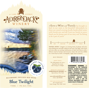 Adirondack Winery Blue Twilight Front Back Label